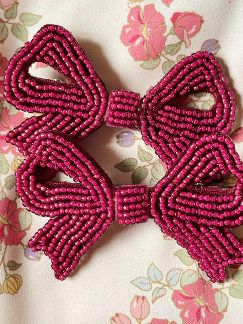 Konges Slojd 2 Pack Pearly Bow Hair Clips Sangria