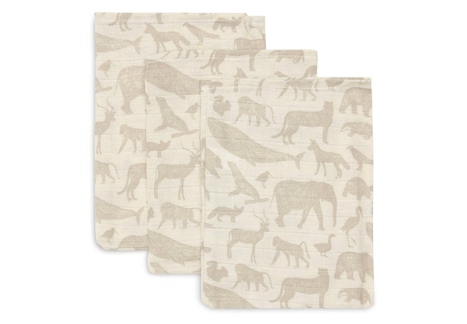 Washandje Hydrofiel Animals Nougat - 3 Stuks - Babywinkel - 8717329376960