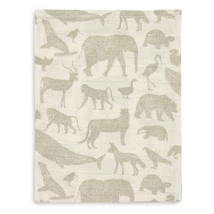Washandje Hydrofiel Animals - Olive Green - 3 Stuks - Babywinkel - 8717329377004