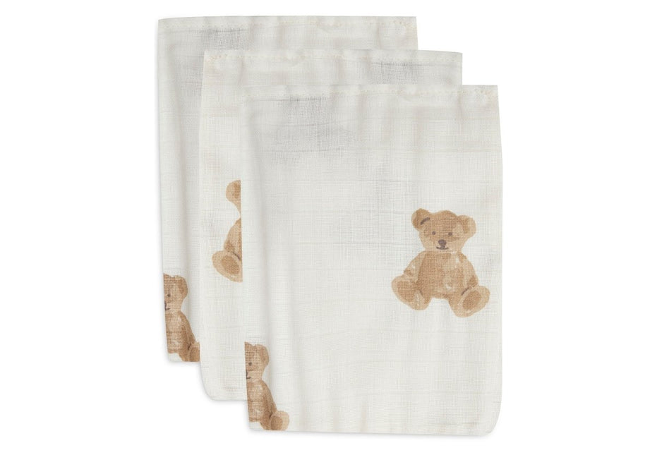 Jollein Washandje Teddy Bear 3 Stuks Hydrofiel koop je bij Babywinkel