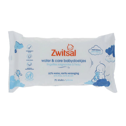 Zwitsal Billendoekjes Water & Care 75St - Zwitsal - Babywinkel - 8720181202919